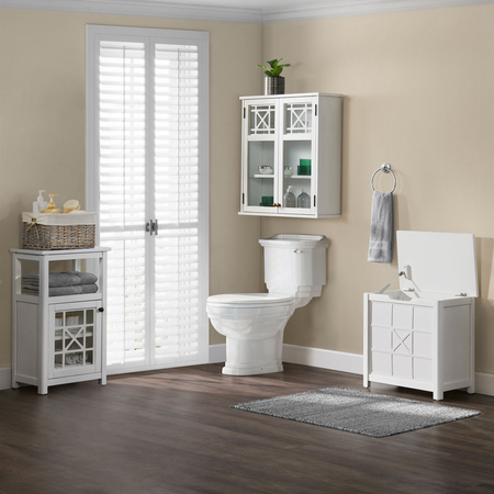 Alaterre Furniture Derby 3-Piece Bathroom Set with Wall Mounted Bath Cabinet, Hamper, and Floor Cabinet ANDE7678WH